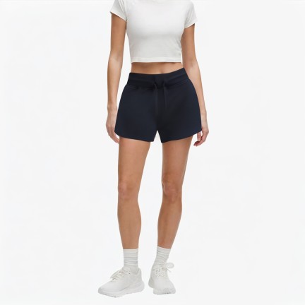 Rolled-Edge Drawstring Sports Shorts