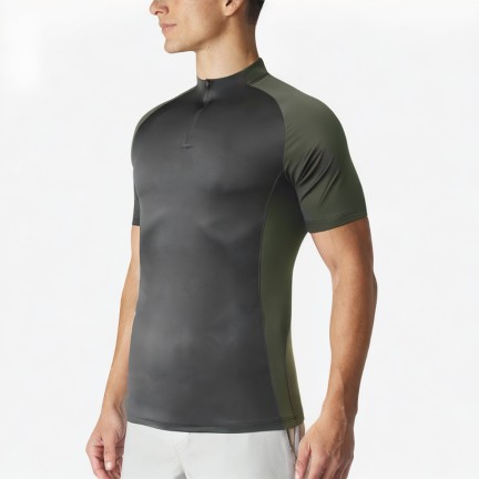 Half-Zip Stand Collar Men's Quick-Drying T-Shirt