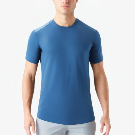 Solid Color Round Neck Reflective Sports T-Shirt