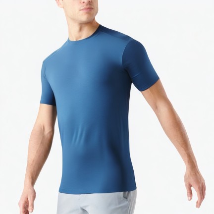 Solid Color Round Neck Reflective Sports T-Shirt
